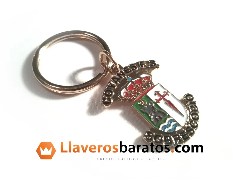 Llavero de metal personalizado con escudo heráldico esmaltado