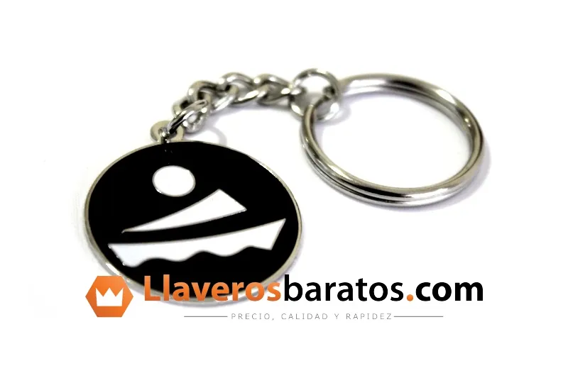 Llavero de metal publicitario negro esmaltado con logo