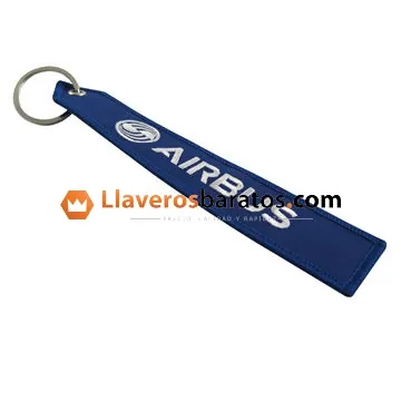 Llavero de tela bordado azul de aviación